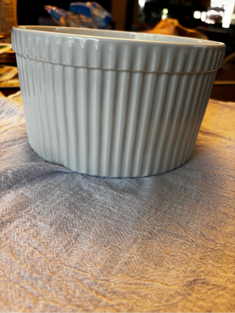 Crate&Barrel White Fluted Ceramic Ramekin